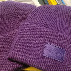 Michael Kors Purple Ribbed Knit Beanie